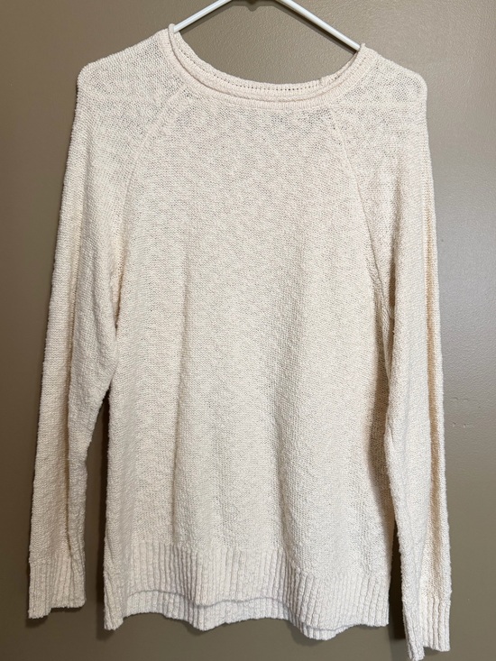 L.L. Bean Sweaters - L.L. Bean 100% Cotton Cream Lightweight Crewneck Women's Knit Sweater